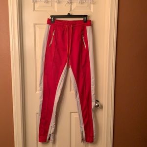 Red and White Sportive Men’s Pants. Joggers. Size Small.